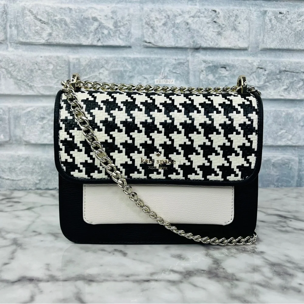 Kate Spade Woven Remi Flap Chain Crossbody Shoulder Bag In Houndstooth
